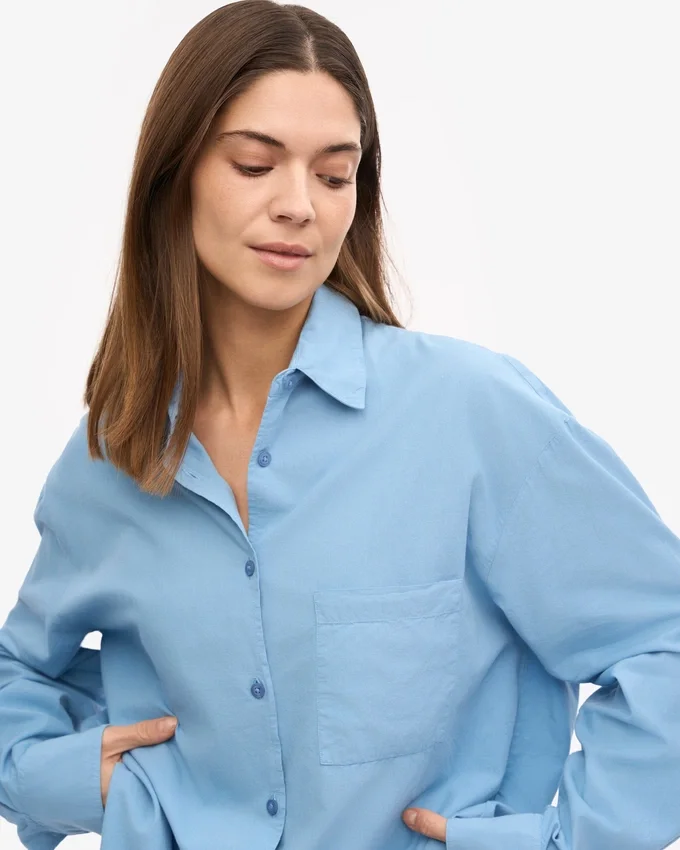 Bio-Oversize-Hemd – Seaside Blue