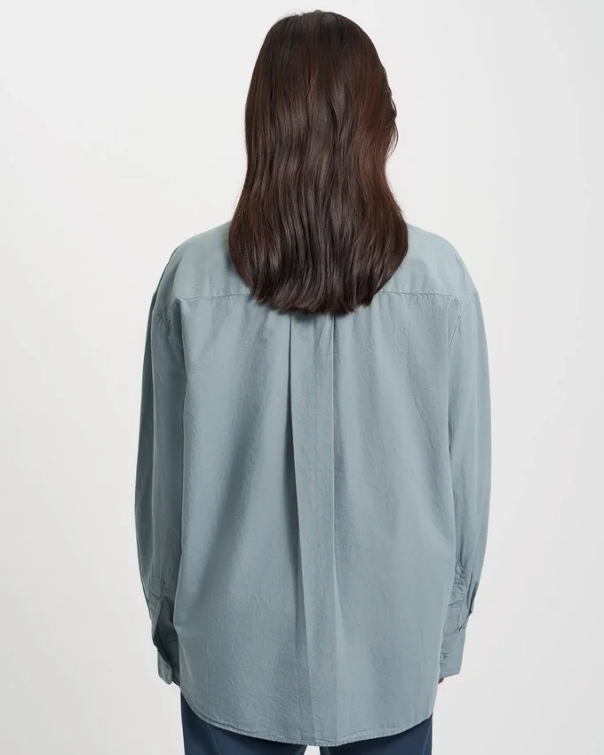 Bio-Oversize-Hemd – Stahlblau
