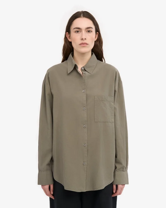 Bio-Oversize-Hemd – Staubiges Oliv