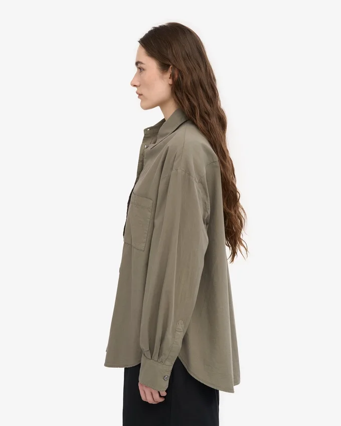 Bio-Oversize-Hemd – Staubiges Oliv