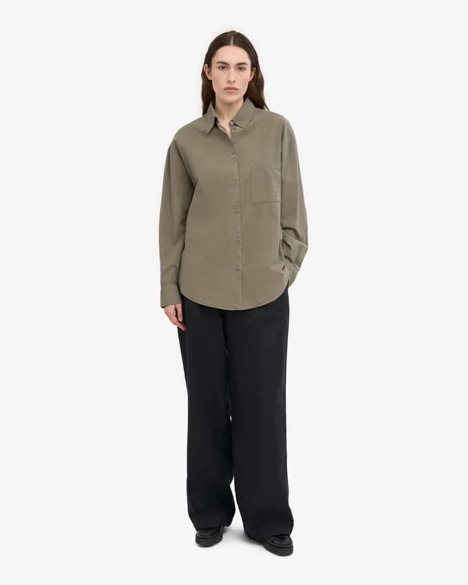 Bio-Oversize-Hemd – Staubiges Oliv