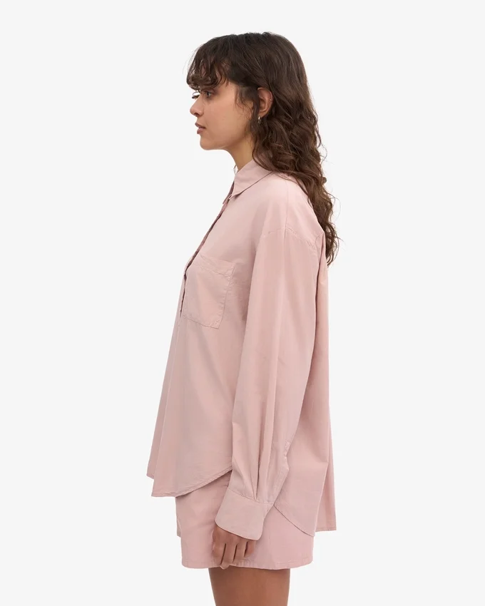 Bio-Oversize-Hemd – Verwaschenes Rosa