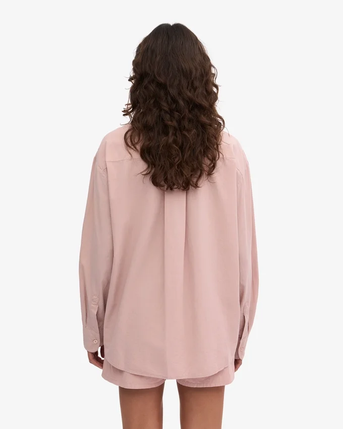 Bio-Oversize-Hemd – Verwaschenes Rosa