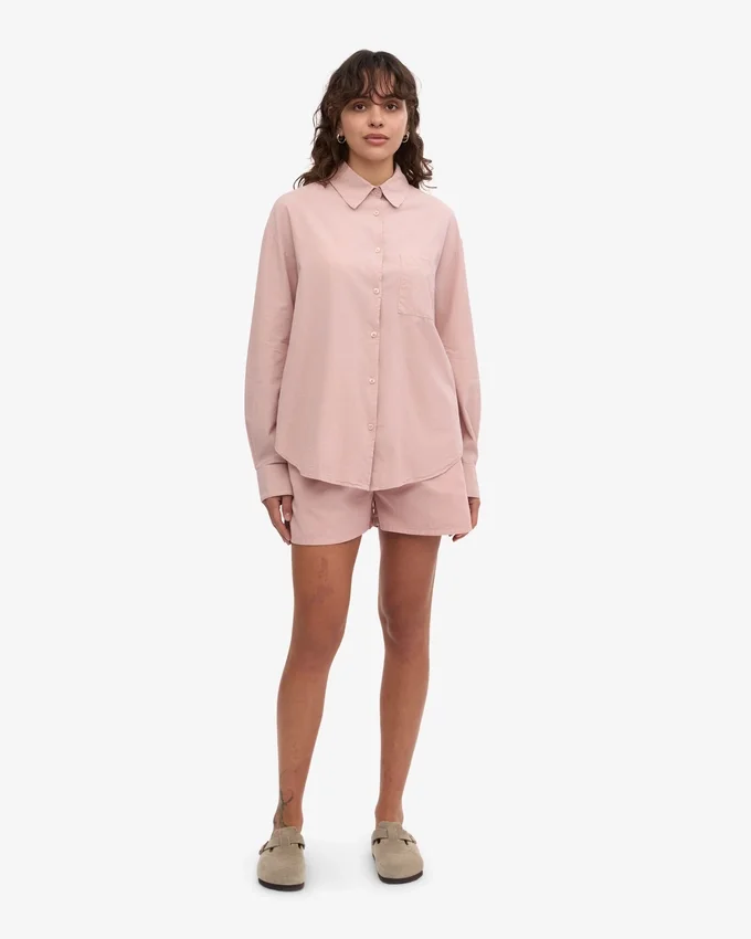 Bio-Oversize-Hemd – Verwaschenes Rosa
