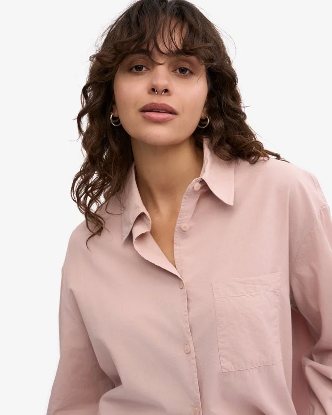 Bio-Oversize-Hemd – Verwaschenes Rosa
