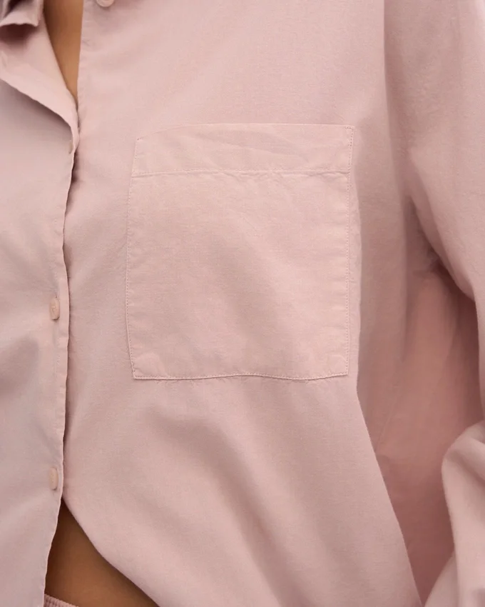 Bio-Oversize-Hemd – Verwaschenes Rosa