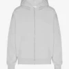 Bio-Oversize-Kapuzenjacke mit Reißverschluss – Ausgewaschenes Grau