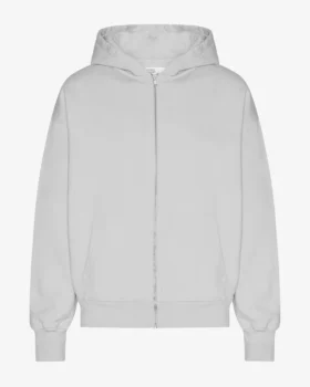 Bio-Oversize-Kapuzenjacke mit Reißverschluss – Ausgewaschenes Grau