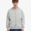 Bio-Oversize-Kapuzenjacke mit Reißverschluss – Ausgewaschenes Grau