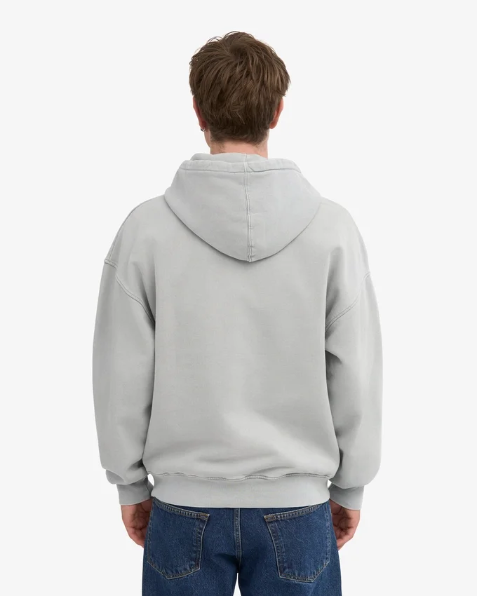 Bio-Oversize-Kapuzenjacke mit Reißverschluss – Ausgewaschenes Grau