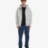 Bio-Oversize-Kapuzenjacke mit Reißverschluss – Ausgewaschenes Grau