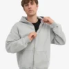 Bio-Oversize-Kapuzenjacke mit Reißverschluss – Ausgewaschenes Grau