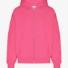 Bio-Oversize-Kapuzenjacke mit Reißverschluss – Bubblegum Pink