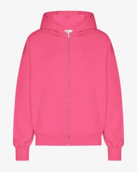 Bio-Oversize-Kapuzenjacke mit Reißverschluss – Bubblegum Pink