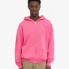 Bio-Oversize-Kapuzenjacke mit Reißverschluss – Bubblegum Pink