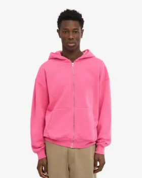 Bio-Oversize-Kapuzenjacke mit Reißverschluss – Bubblegum Pink
