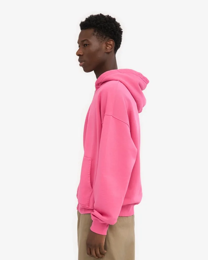 Bio-Oversize-Kapuzenjacke mit Reißverschluss – Bubblegum Pink
