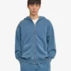 Bio-Oversize-Kapuzenjacke mit Reißverschluss – Faded Indigo