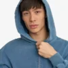 Bio-Oversize-Kapuzenjacke mit Reißverschluss – Faded Indigo