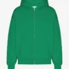 Bio-Oversize-Kapuzenjacke mit Reißverschluss – Kellygrün