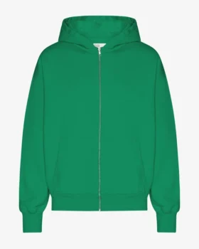 Bio-Oversize-Kapuzenjacke mit Reißverschluss – Kellygrün