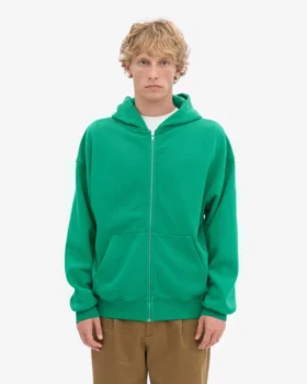 Bio-Oversize-Kapuzenjacke mit Reißverschluss – Kellygrün