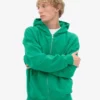 Bio-Oversize-Kapuzenjacke mit Reißverschluss – Kellygrün