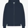 Bio-Oversize-Kapuzenjacke mit Reißverschluss – Marineblau