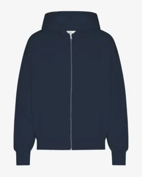 Bio-Oversize-Kapuzenjacke mit Reißverschluss – Marineblau