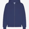 Bio-Oversize-Kapuzenjacke mit Reißverschluss – Marineblau
