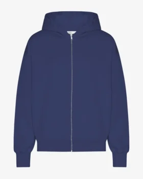 Bio-Oversize-Kapuzenjacke mit Reißverschluss – Marineblau