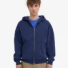 Bio-Oversize-Kapuzenjacke mit Reißverschluss – Marineblau