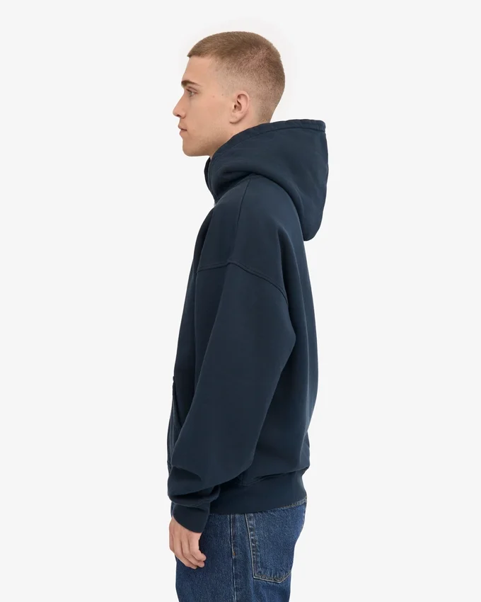 Bio-Oversize-Kapuzenjacke mit Reißverschluss – Marineblau