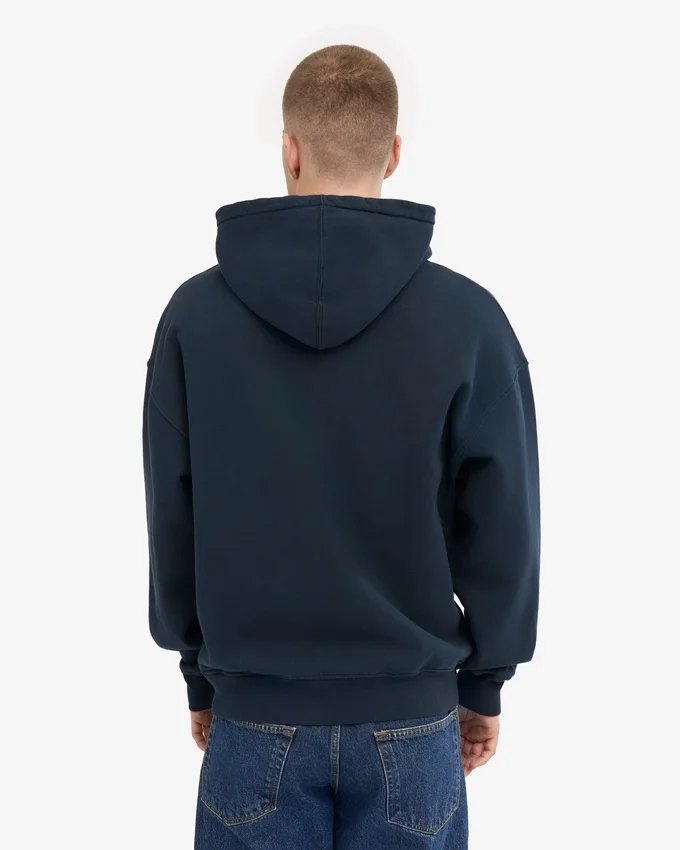 Bio-Oversize-Kapuzenjacke mit Reißverschluss – Marineblau