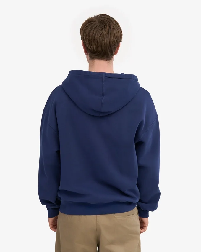 Bio-Oversize-Kapuzenjacke mit Reißverschluss – Marineblau
