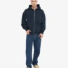 Bio-Oversize-Kapuzenjacke mit Reißverschluss – Marineblau