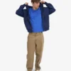 Bio-Oversize-Kapuzenjacke mit Reißverschluss – Marineblau