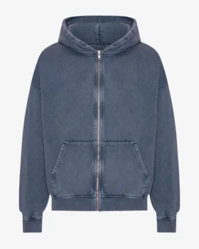 Bio-Oversize-Kapuzenjacke mit Reißverschluss – Neptune Blue