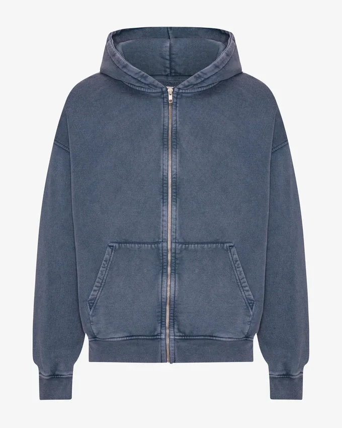 Bio-Oversize-Kapuzenjacke mit Reißverschluss – Neptune Blue