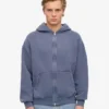 Bio-Oversize-Kapuzenjacke mit Reißverschluss – Neptune Blue