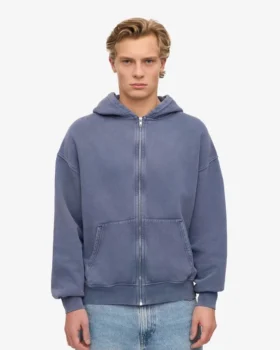 Bio-Oversize-Kapuzenjacke mit Reißverschluss – Neptune Blue