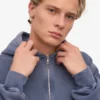 Bio-Oversize-Kapuzenjacke mit Reißverschluss – Neptune Blue