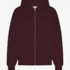 Bio-Oversize-Kapuzenjacke mit Reißverschluss – Oxblood-Rot