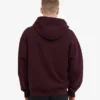 Bio-Oversize-Kapuzenjacke mit Reißverschluss – Oxblood-Rot