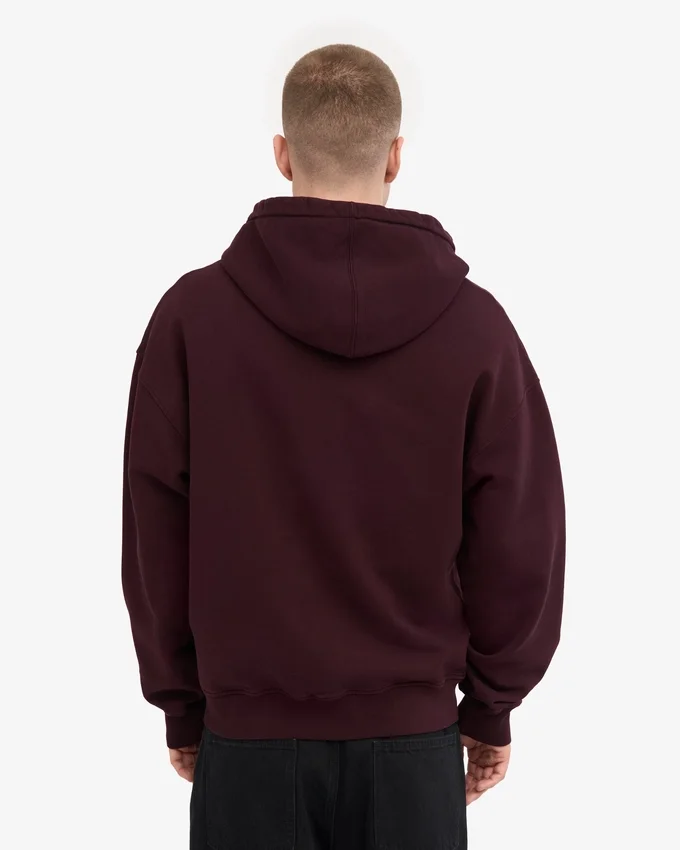 Bio-Oversize-Kapuzenjacke mit Reißverschluss – Oxblood-Rot