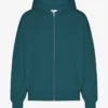 Bio-Oversize-Kapuzenjacke mit Reißverschluss – Ozeangrün