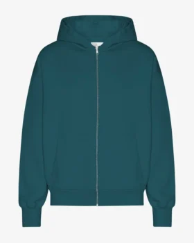 Bio-Oversize-Kapuzenjacke mit Reißverschluss – Ozeangrün