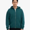 Bio-Oversize-Kapuzenjacke mit Reißverschluss – Ozeangrün