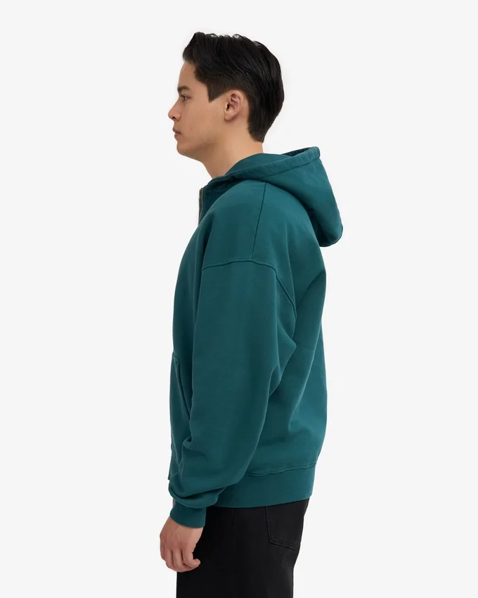 Bio-Oversize-Kapuzenjacke mit Reißverschluss – Ozeangrün