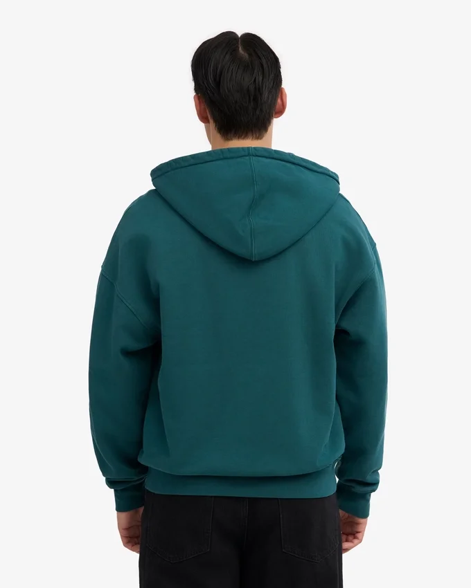Bio-Oversize-Kapuzenjacke mit Reißverschluss – Ozeangrün